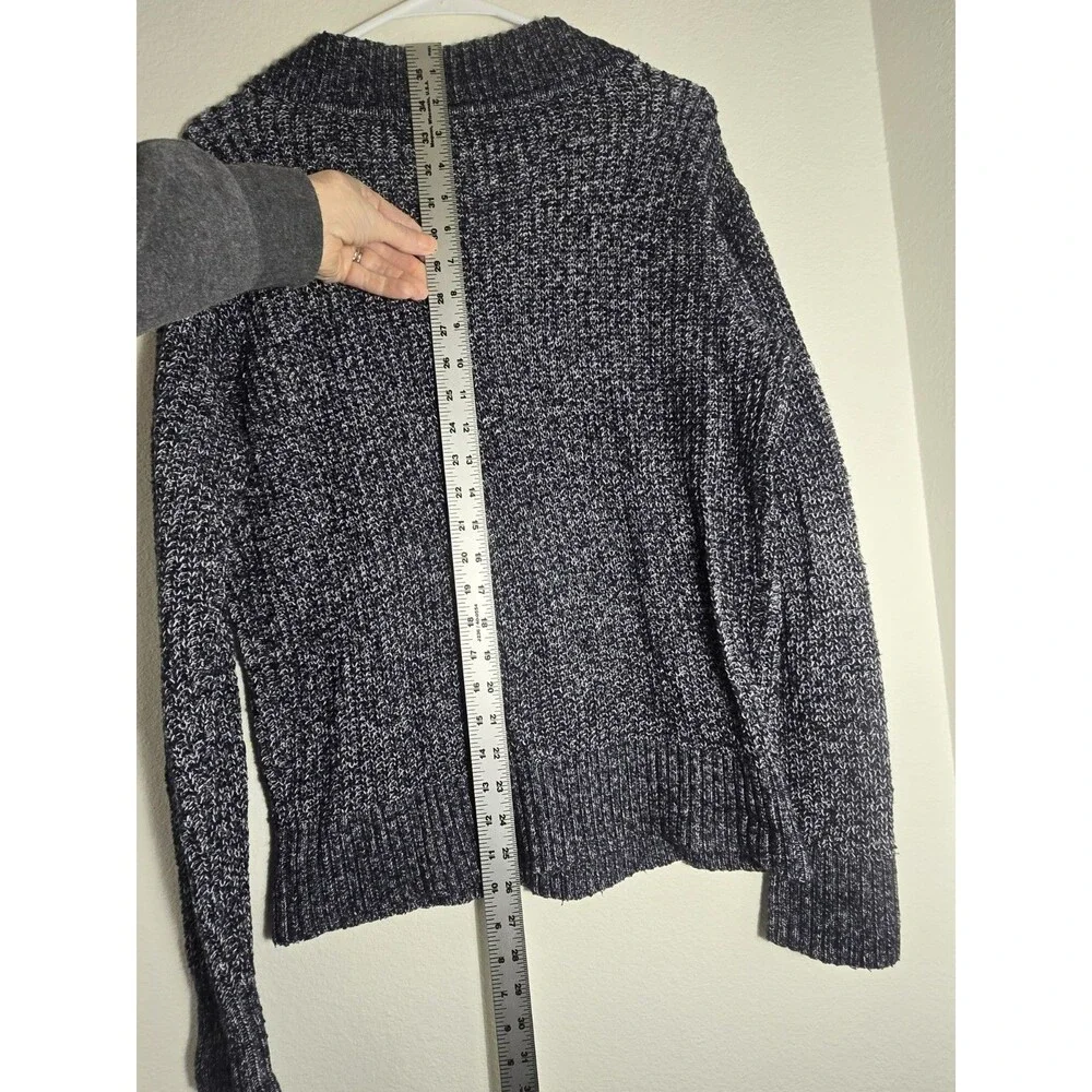 Tommy Hilfiger Navy White Marled Knit V-Neck Sweater Women’s Large - Picture 6 of 14